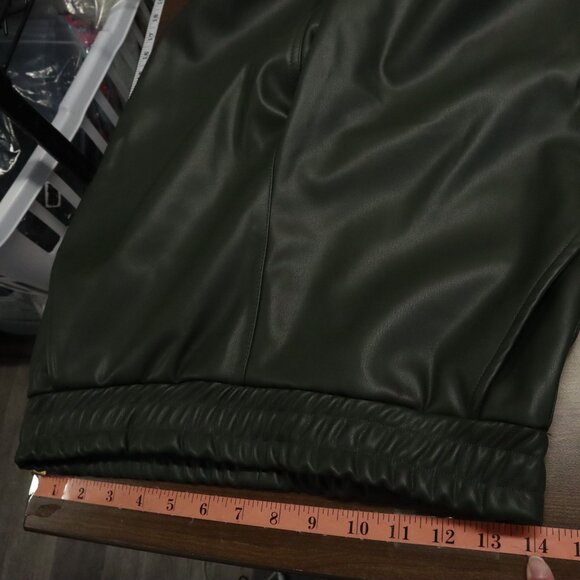 RD Style Faux Leather Jogger Pants Women's S Green Edgy Career Festive Night Out - Picture 8 of 14